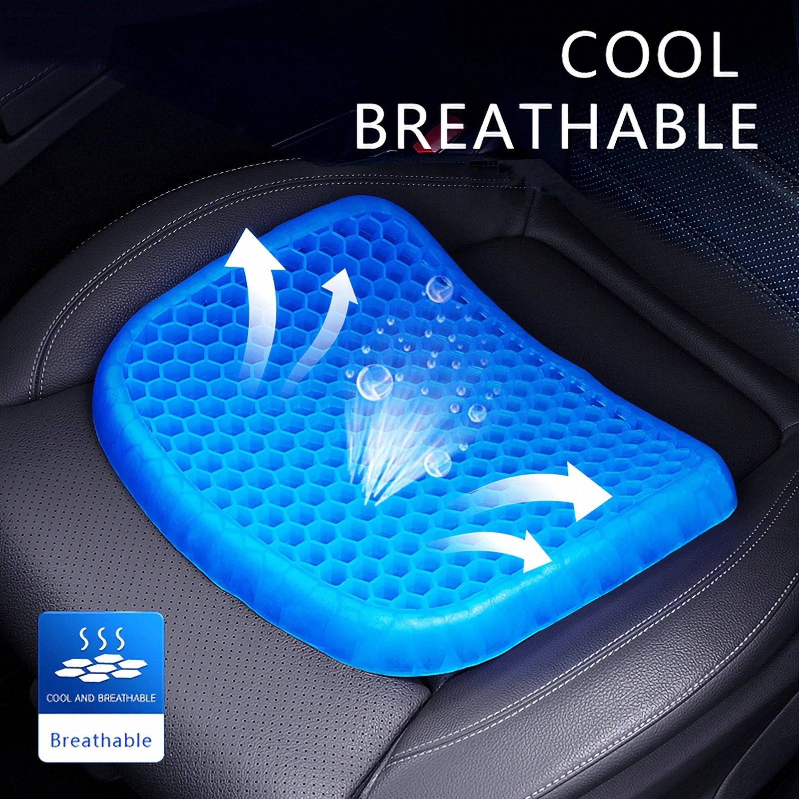 Breathable Gel Seat Cushion With Cooling Comfort And Pressure Relief