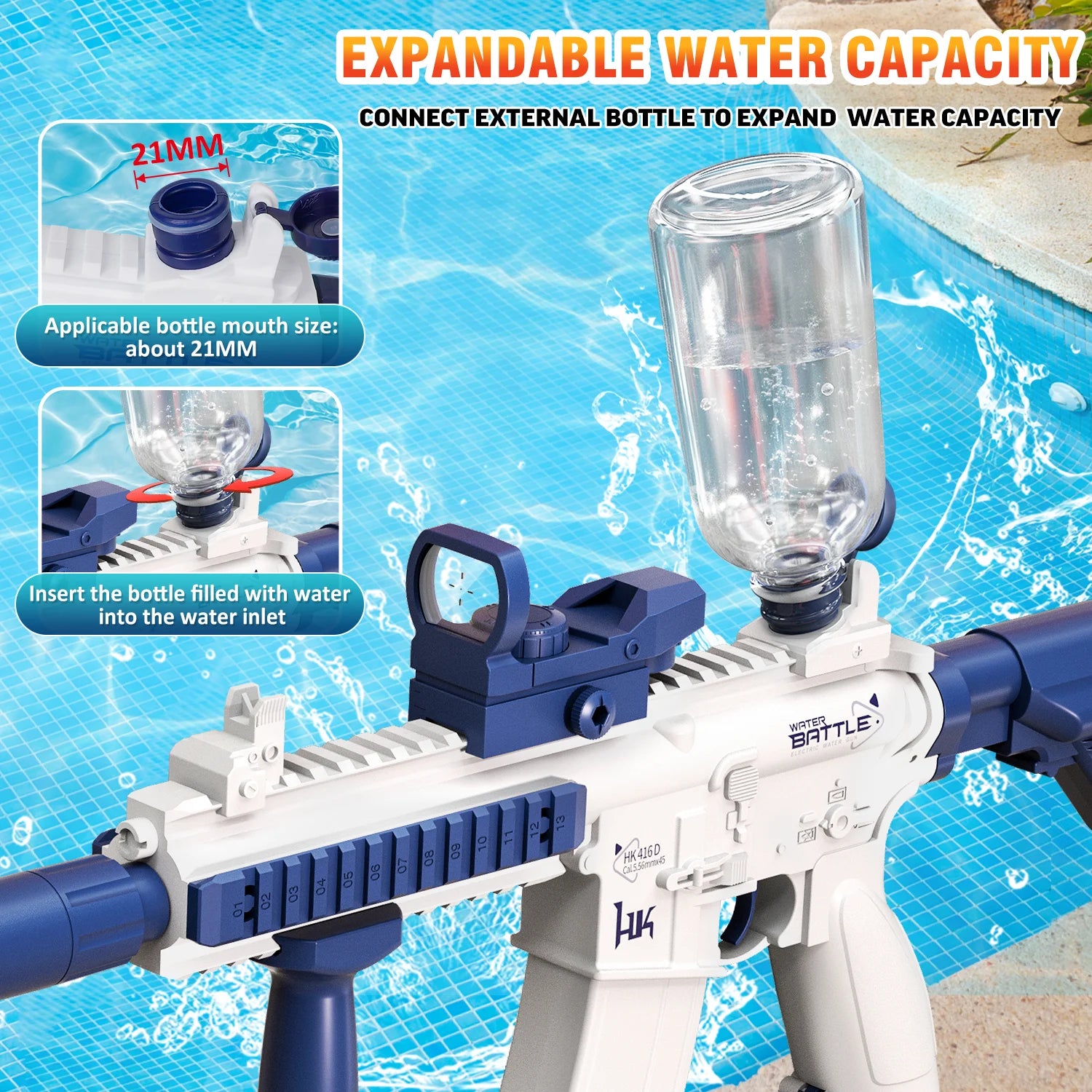 New Rechargeable Electric Water Gun Automatic Squirt Rifle Toy Gun