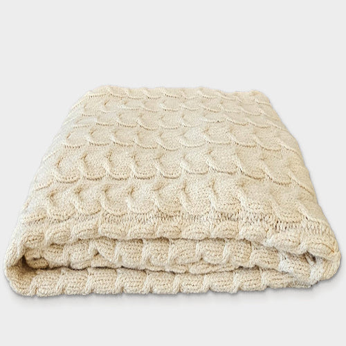 Handloomed Peruvian Pima Cotton & Undyed Ivory Alpaca Throw Blanket