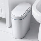 Smart Waterproof Trash Can With Automatic Lid Open Seam White