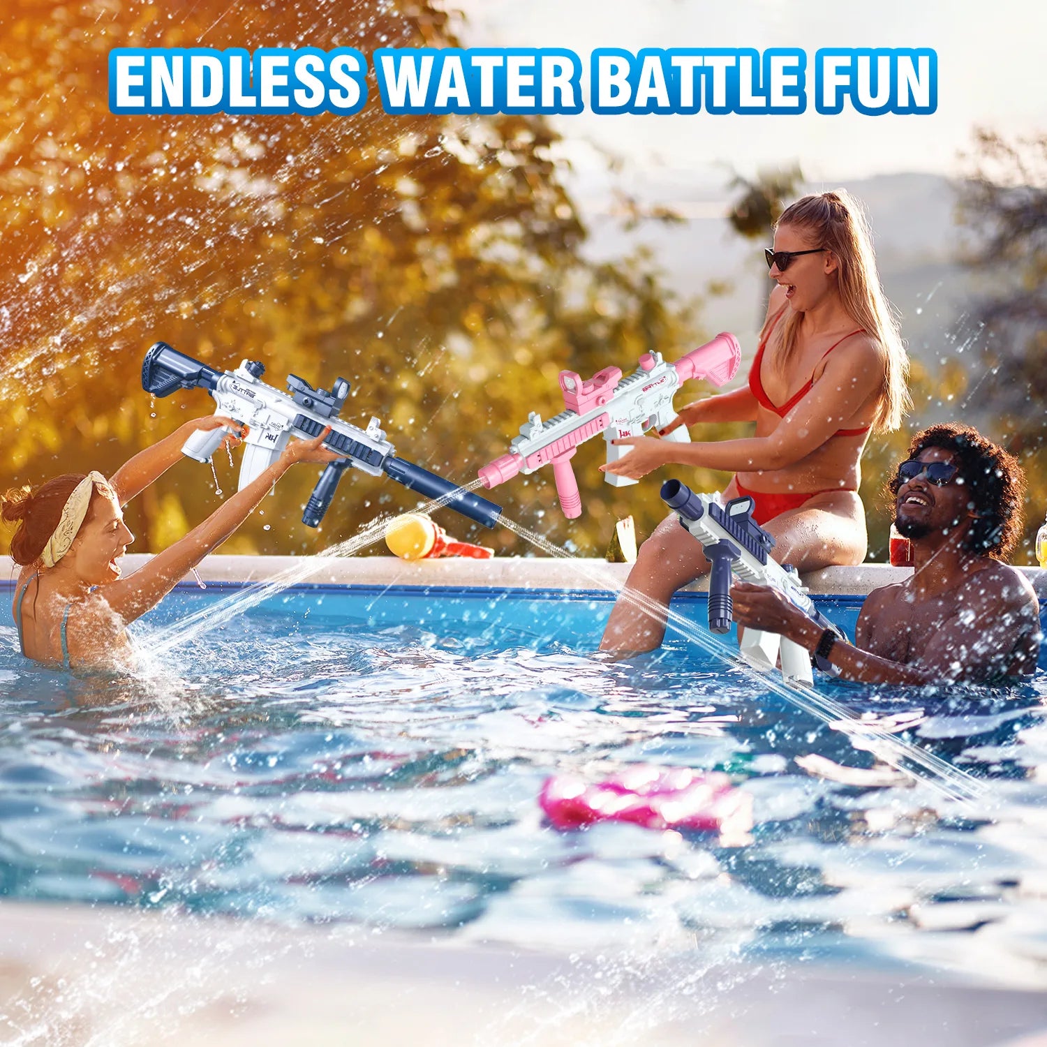 New Rechargeable Electric Water Gun Automatic Squirt Rifle Toy Gun