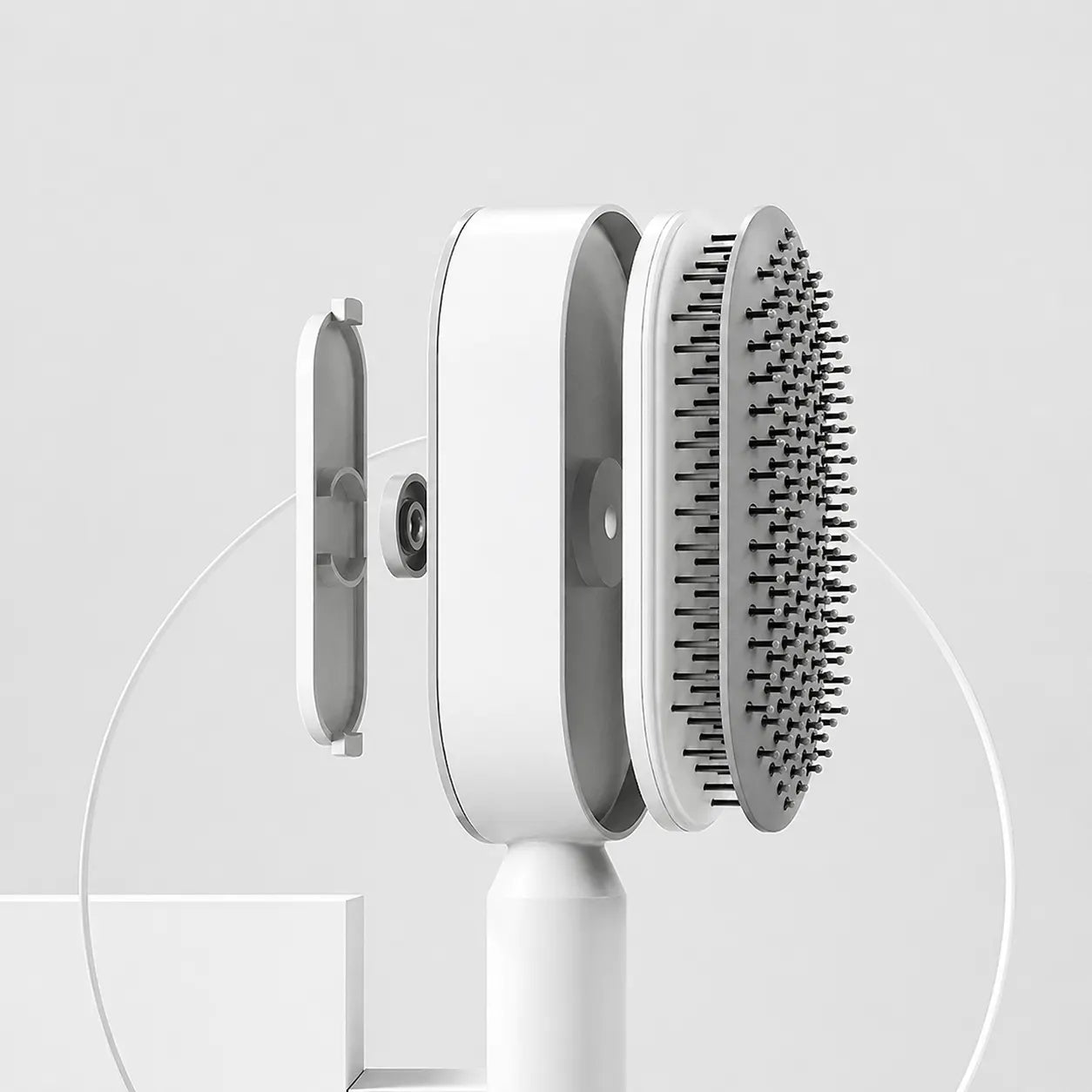 Ergonomic Grip Hairbrush With Quick Clean Base System