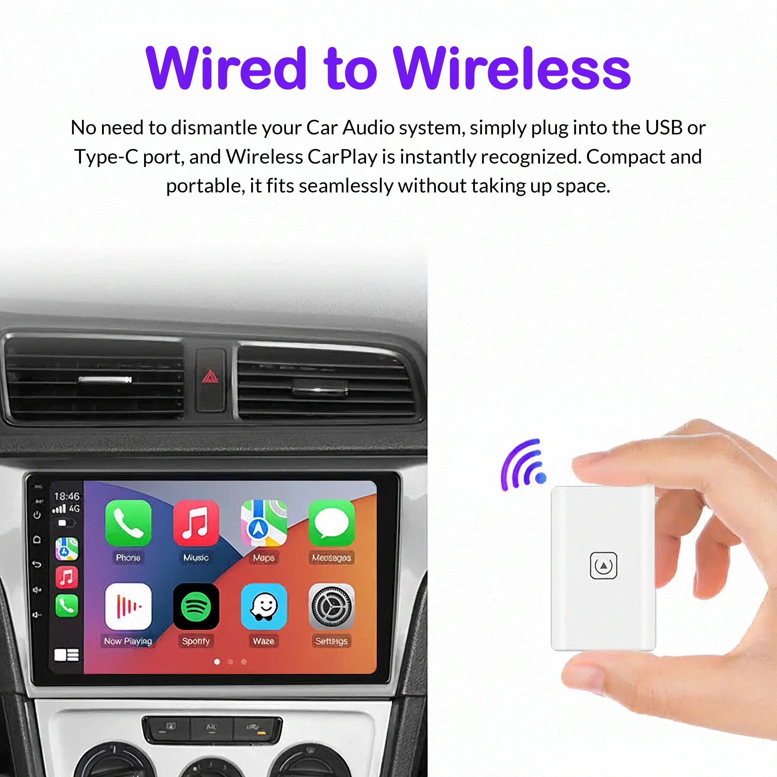 Wireless Apple CarPlay Adapter For Cable Free Driving Experience