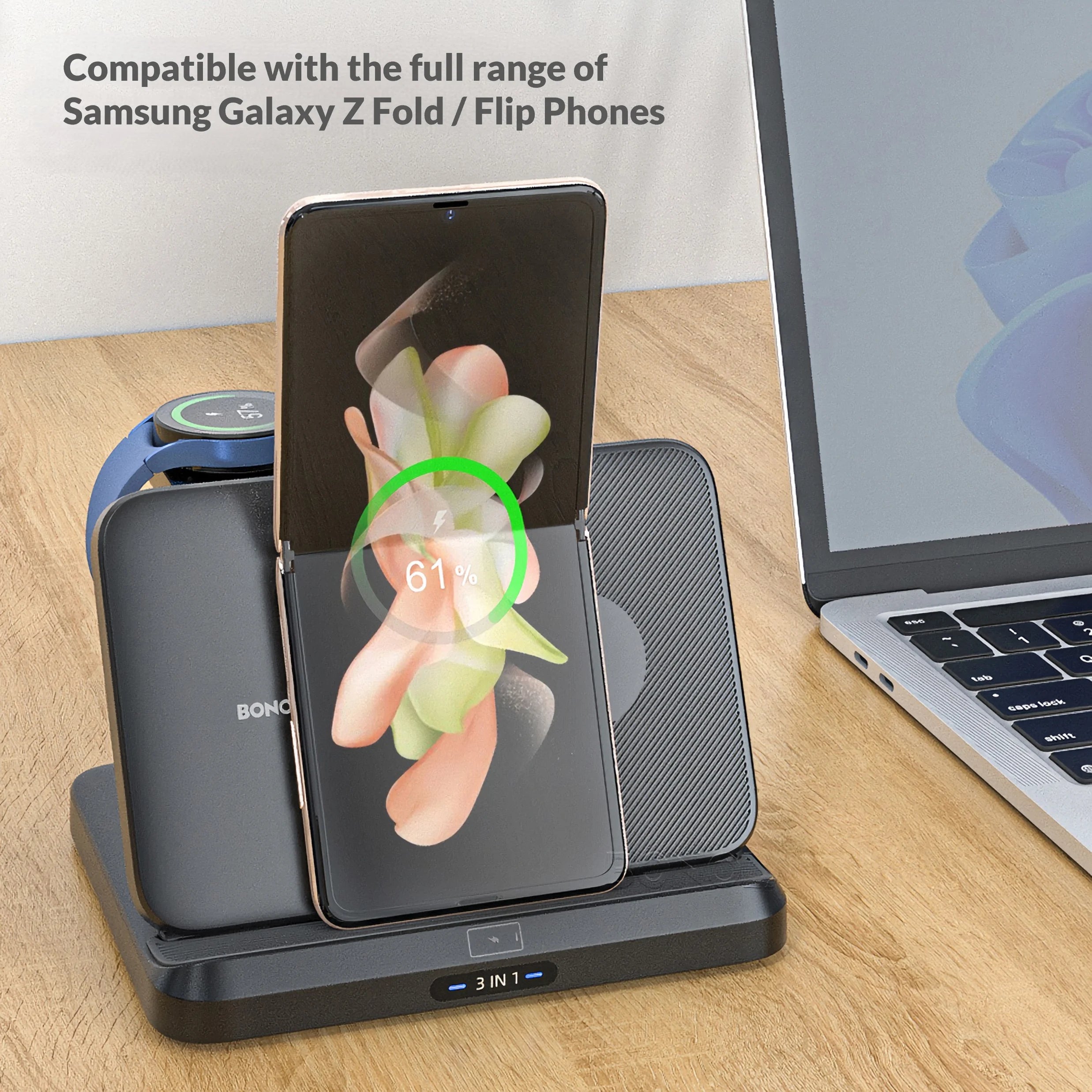 3 In 1 Foldable Wireless Charging Station For Samsung Galaxy