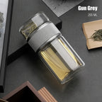 Clear glass container with metallic lid on a dark surface, labeled 'Gun Grey' and '200 ML'.