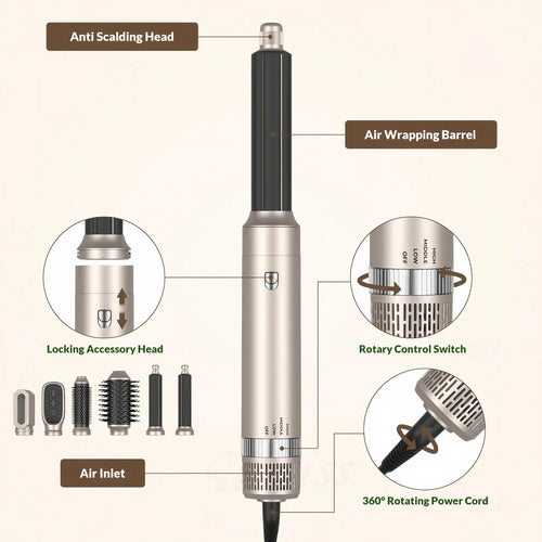 6 In 1 Hair Dryer Brush And Volumizer For Salon Style Results