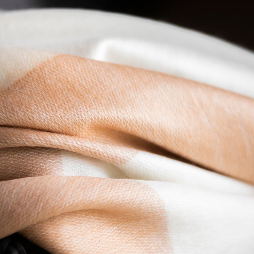 Handwoven Apricot Mist Alpaca Throw Blanket From Ecuador