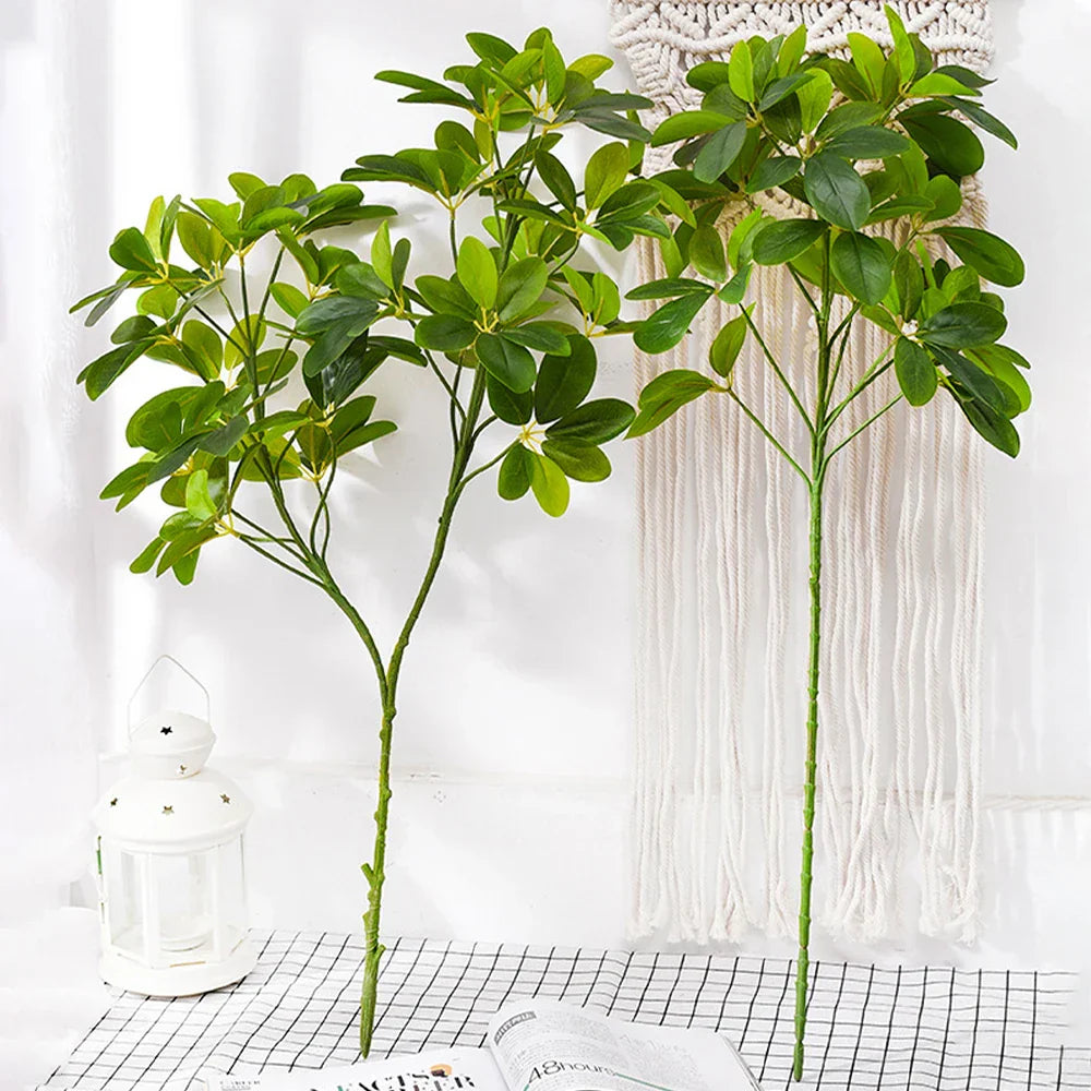 Dlight Decor 73 Cm Tropical Ficus Palm Tree Branch With Monstera Leaves