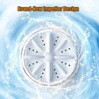 White impeller design with water splashes on a blue background, labeled 'Brand-New Impeller Design'.