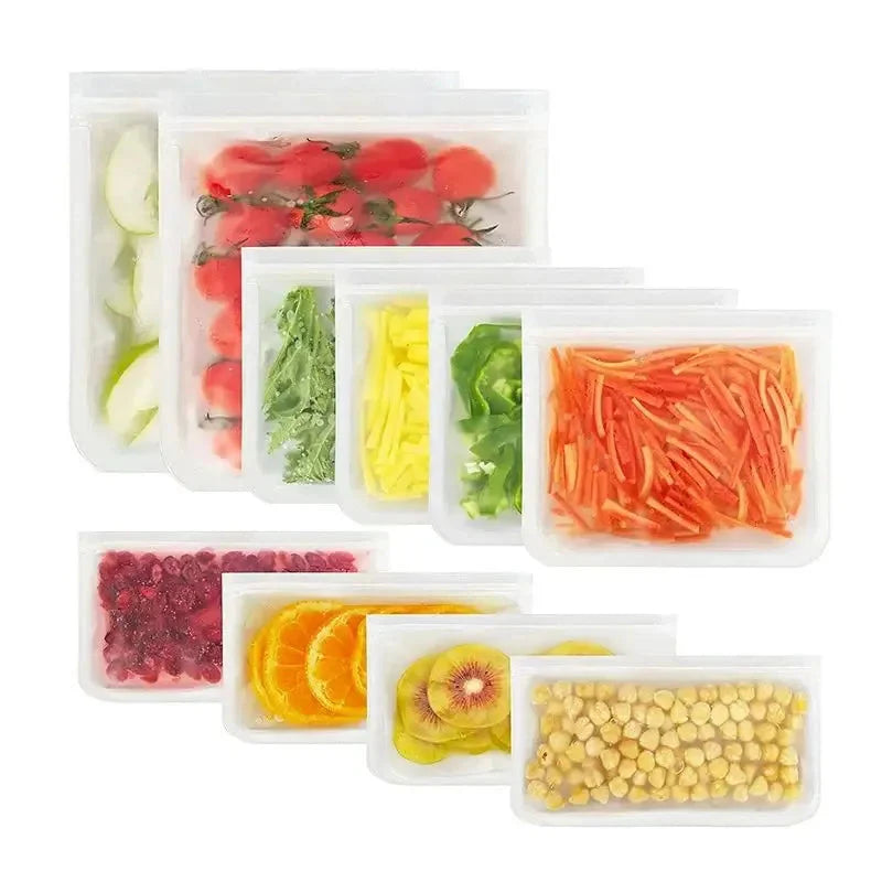 Reusable Silicone Food Storage Bags – Leakproof Zip Containers