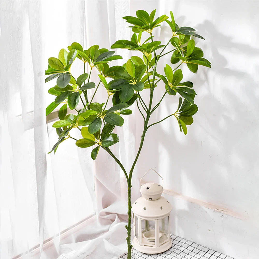 Dlight Decor 73 Cm Tropical Ficus Palm Tree Branch With Monstera Leaves