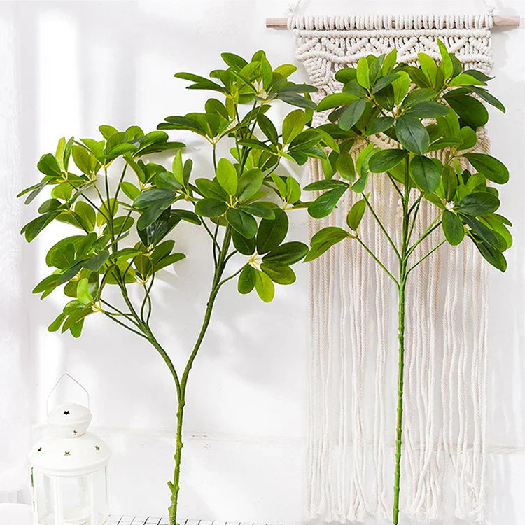 Dlight Decor 73 Cm Tropical Ficus Palm Tree Branch With Monstera Leaves