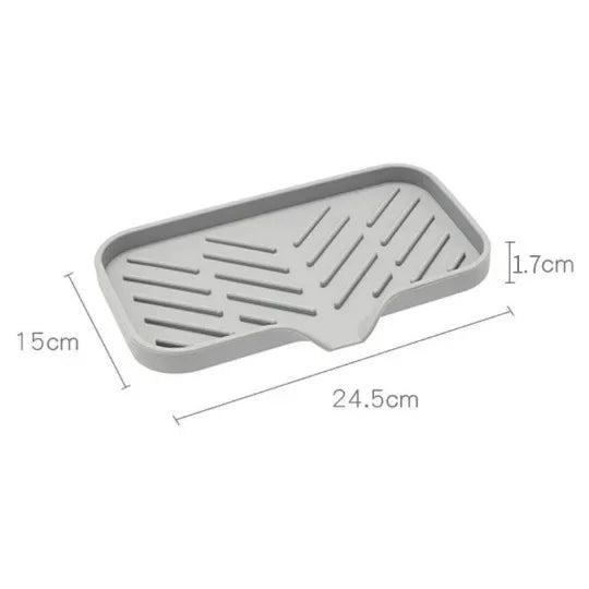 Multifunctional Silicone Sink Tray with Drain – Organizer for Kitchen & Bathroom