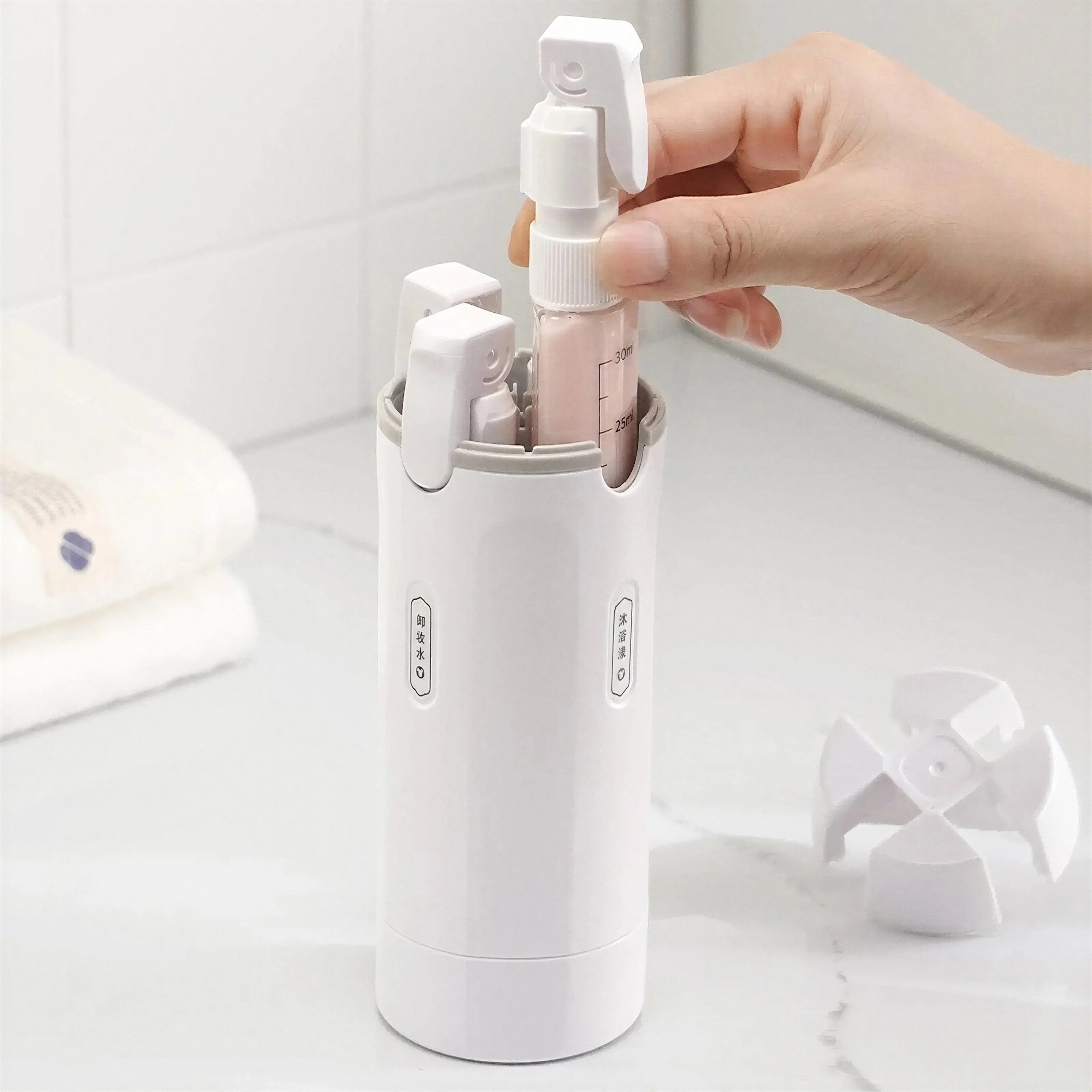 4 In 1 Travel Dispenser Bottles & Toiletry Containers With Labels