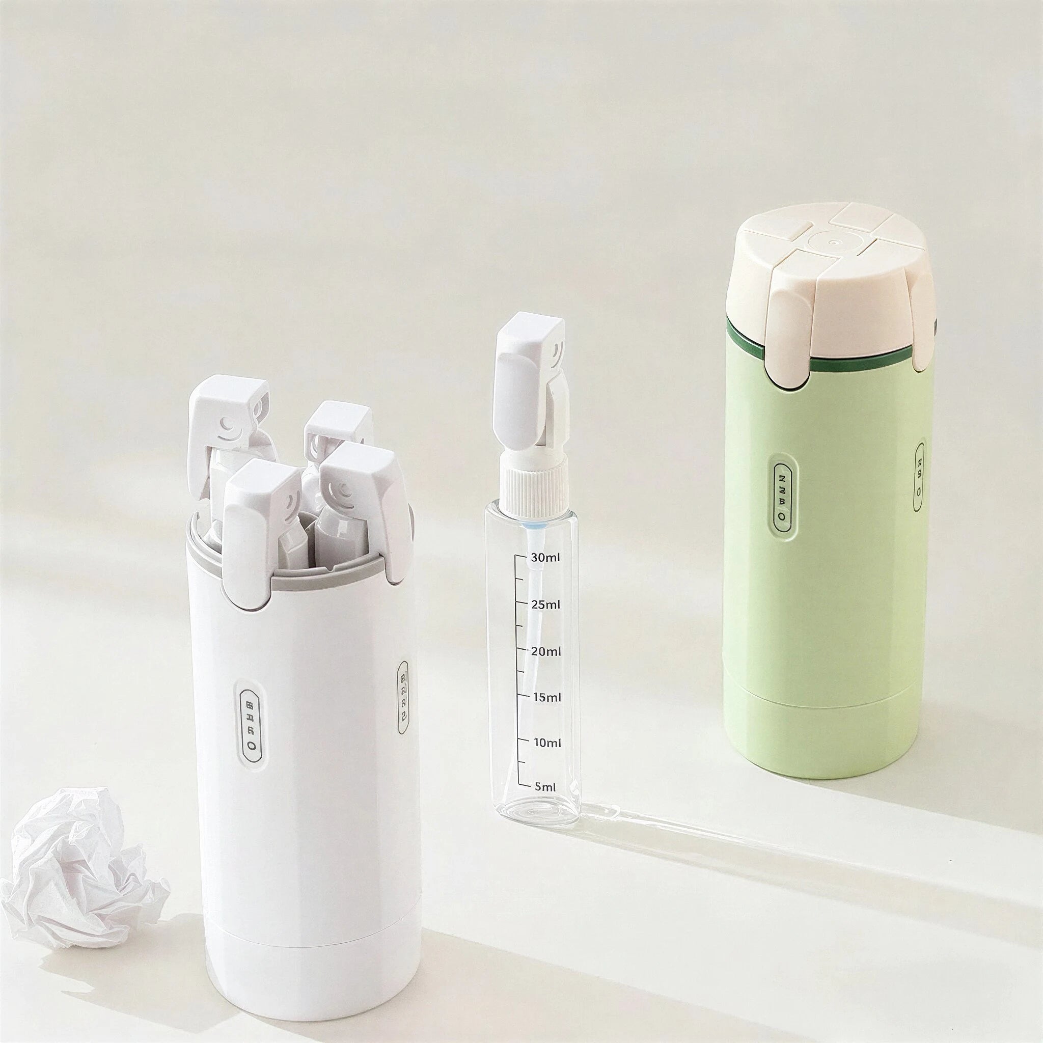 4 In 1 Travel Dispenser Bottles & Toiletry Containers With Labels