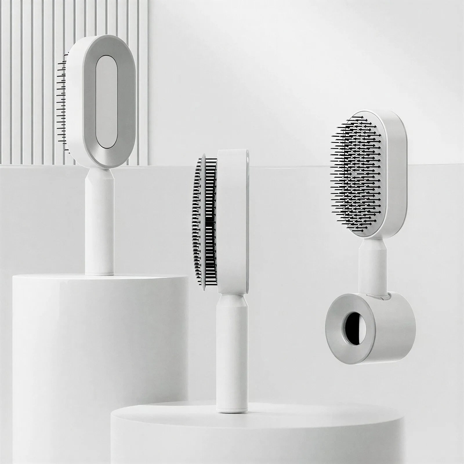 Ergonomic Grip Hairbrush With Quick Clean Base System