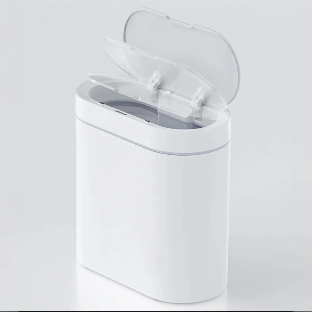 White electronic device with a transparent cover on a light gray background